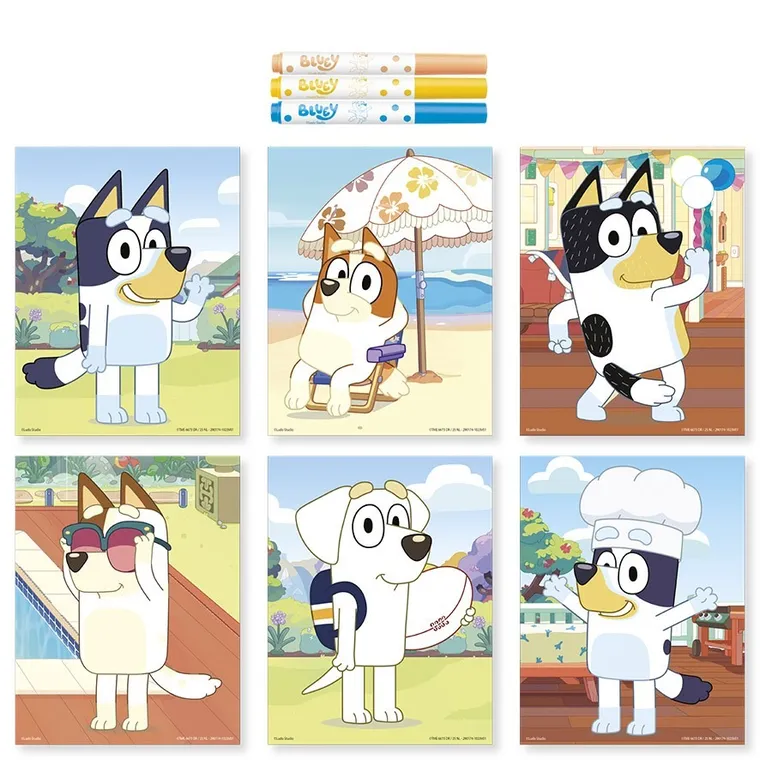 Totum, Bluey, kolorowanka ze stempelkami w pisaku, zestaw kreatywny