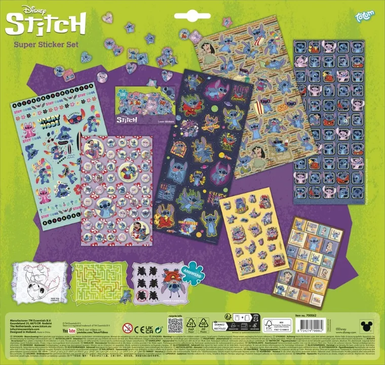 Totum, Lilo i Stitch, duży zestaw naklejek, 300 elementów