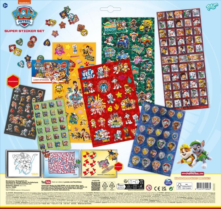 Totum, Psi Patrol, duży zestaw naklejek, 300 elementów