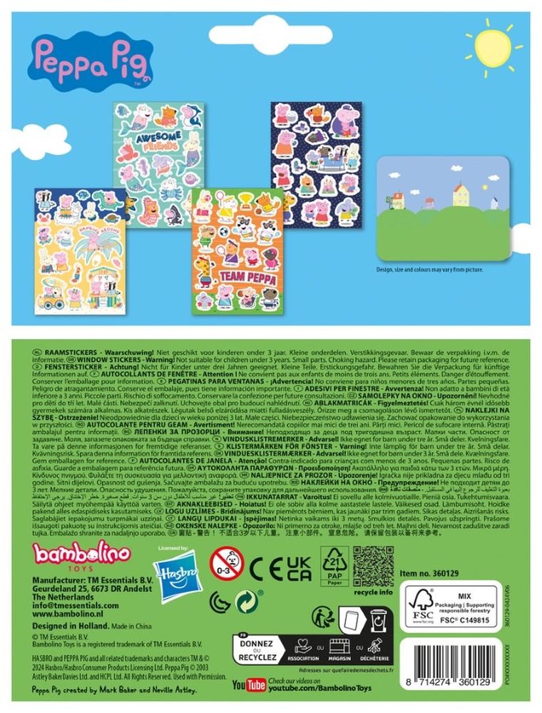 Totum, Świnka Peppa, naklejki na szybę, 70 elementów