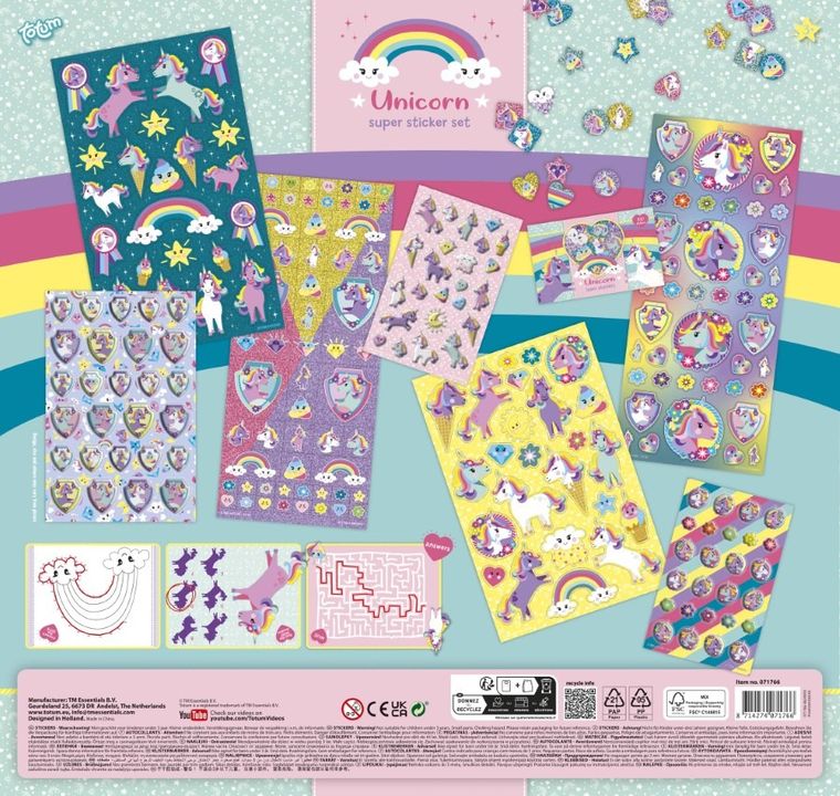 Totum, Unicorn, duży zestaw naklejek, 300 elementów