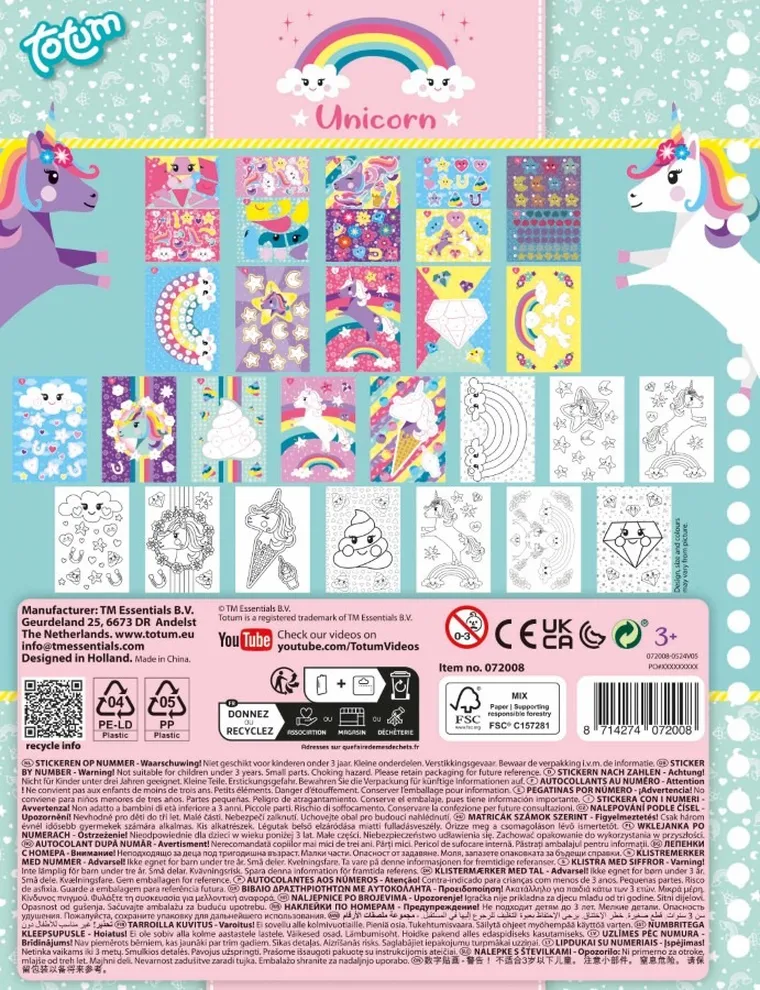 Totum, Unicorn, wyklejanie po numerach