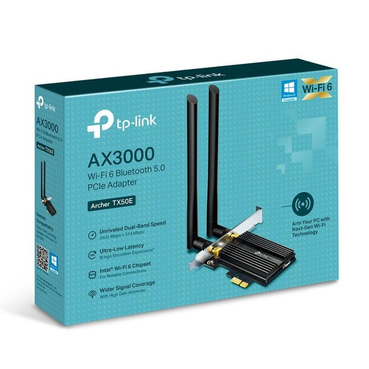 TP-Link, Archer TX50E, karta sieciowa WiFi, PCI Express, Dual Band, Bluetooth 5.0
