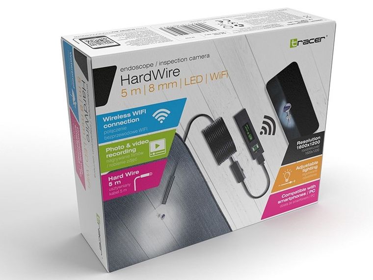 Tracer, HardWire, kamera endoskopowa, 5M 8MM LED WIFI