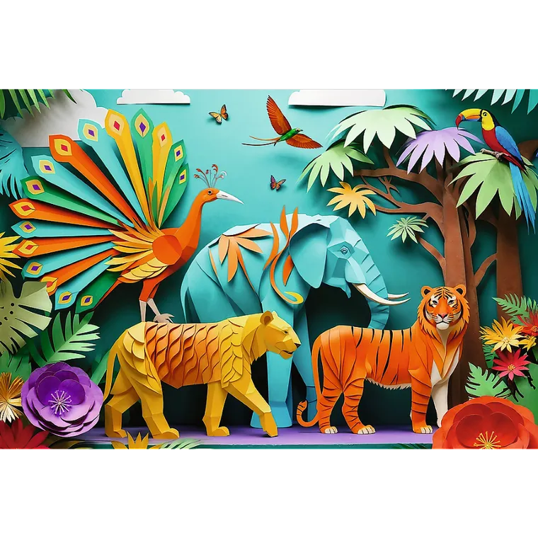 Trefl, 40-lecie, Paper Art, Dżungla, puzzle, 160 elementów