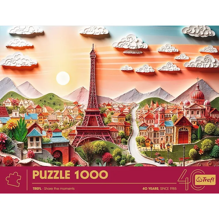 Trefl, 40-lecie, Paper Art: Paryż, puzzle, 1000 elementów
