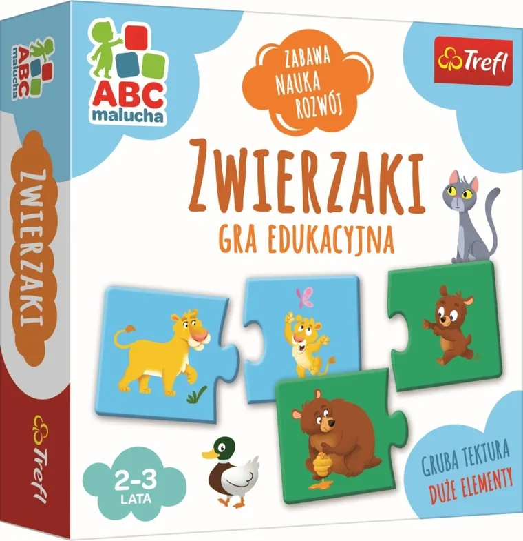 Trefl, ABC Malucha, Zwierzaki, gra edukacyjna + Pojazdy, układanka, zestaw promocyjny