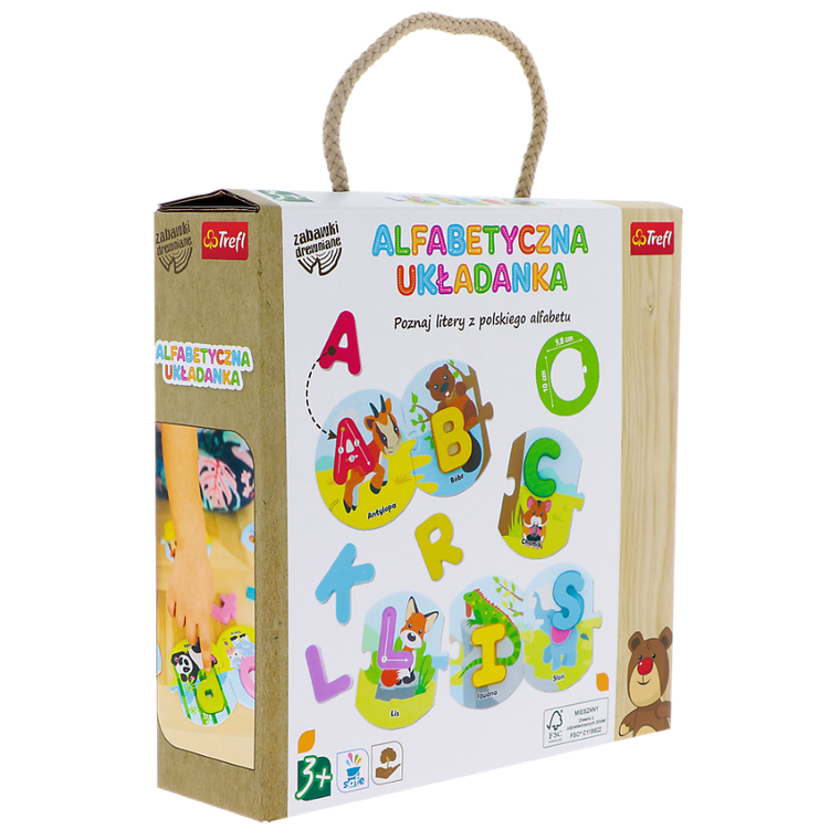 Trefl, alfabetyczna układanka, puzzle z dziurką, literki