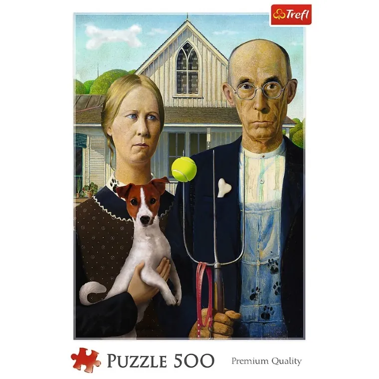 Trefl, American Gothic, Psia Edycja, puzzle, 500 elementów