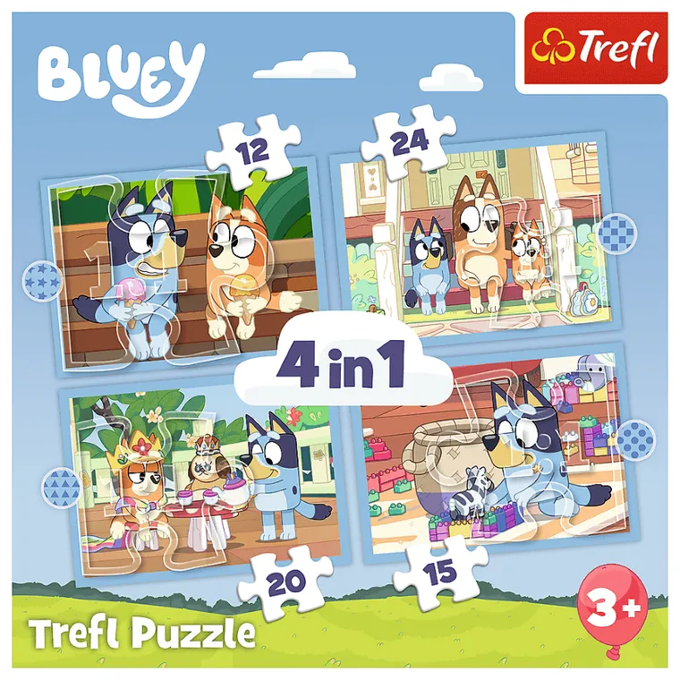 Trefl, Bluey i jej świat, puzzle 4w1