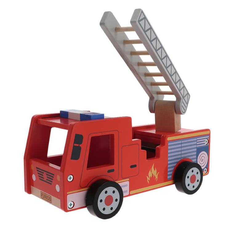 Trefl, Bobaski i Miś, Fire truck, drewniany wóz strażacki