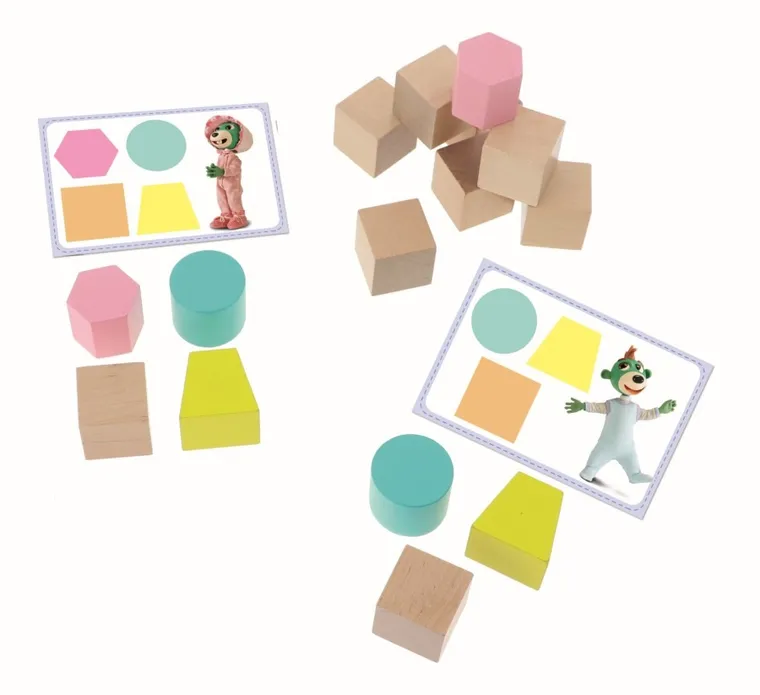 Trefl, Bobaski i Miś, O!Klocki, Pasowanki Baby, edukacyjne klocki, 15 elementów