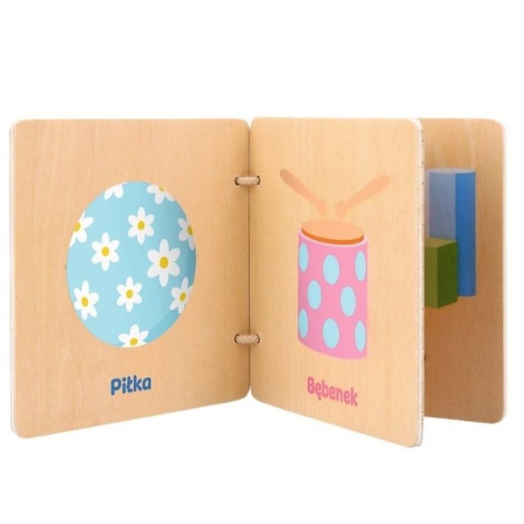 Trefl, Bobaski i Miś, Poznaj zabawki, drewniana książeczka