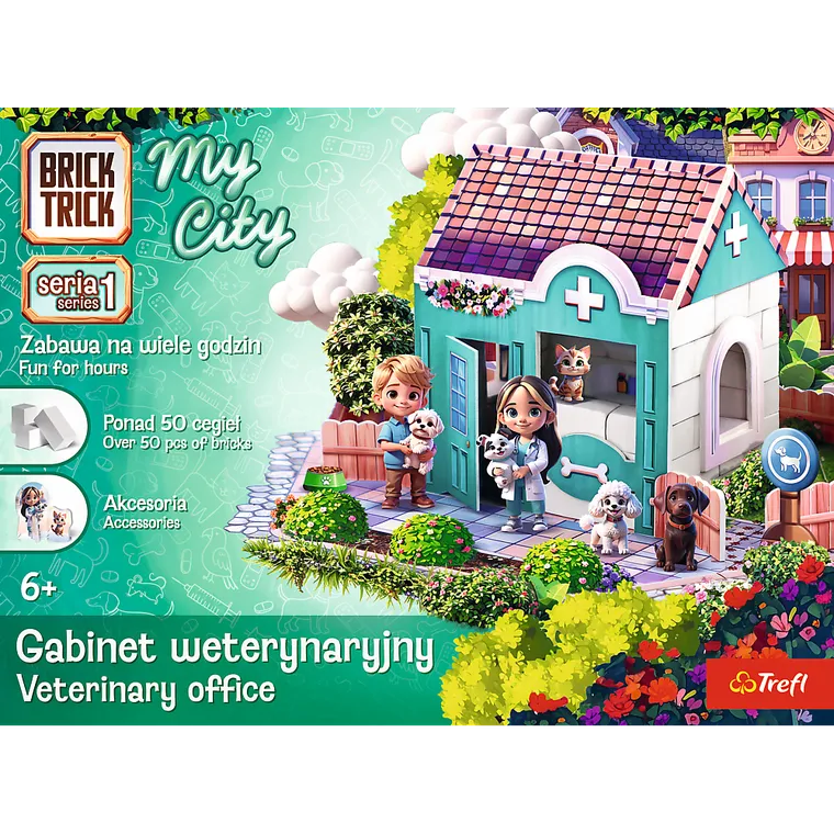 Trefl, Buduj z cegły, My City, Gabinet weterynaryjny, zestaw kreatywny, 50 elementów