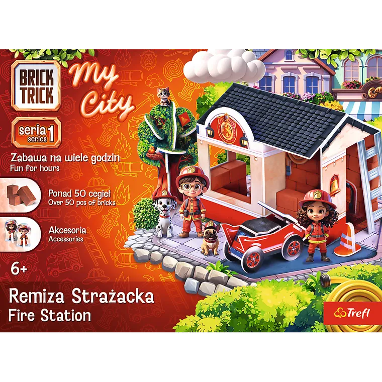 Trefl, Buduj z cegły, My City, Remiza strażacka, zestaw kreatywny, 50 elementów