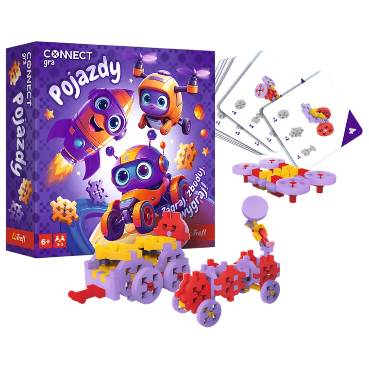 Trefl, Connect, klocki konstrukcyjne z grą, pojazdy
