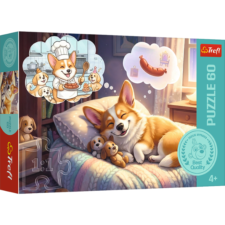 Trefl, Corgi w krainie snów, puzzle, 60 elementów