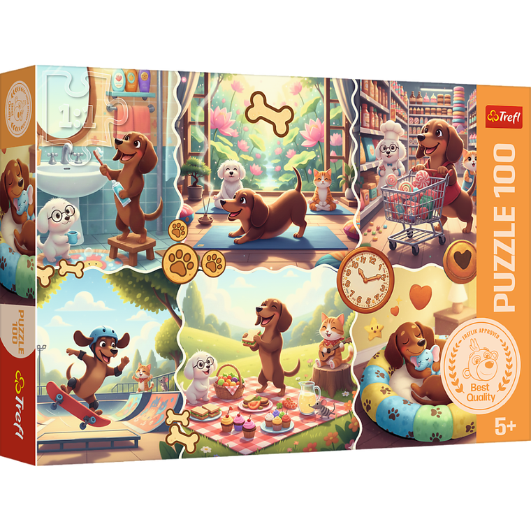 Trefl, Długi dzień jamnika, puzzle, 100 elemenów