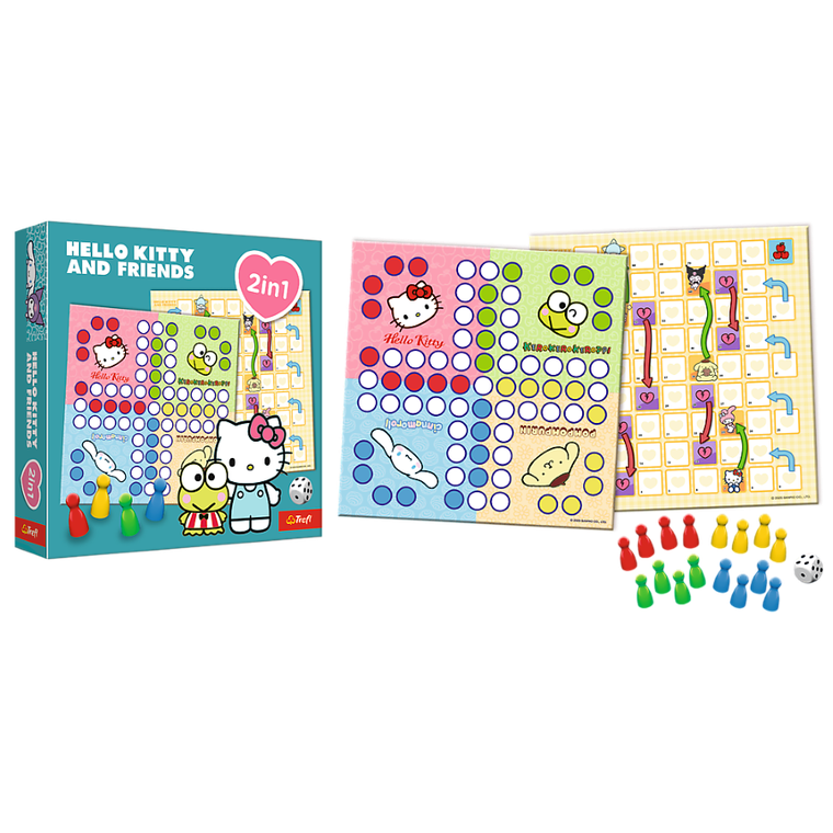 Trefl, Hello Kitty, Chińczyk + Węże i drabiny, gry familijne 2w1