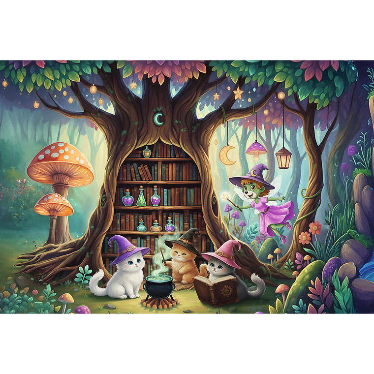 Trefl, Inspired By Fantasy, Rodzina Treflików, Czarodziejskie kociaki, puzzle, 100 elementów