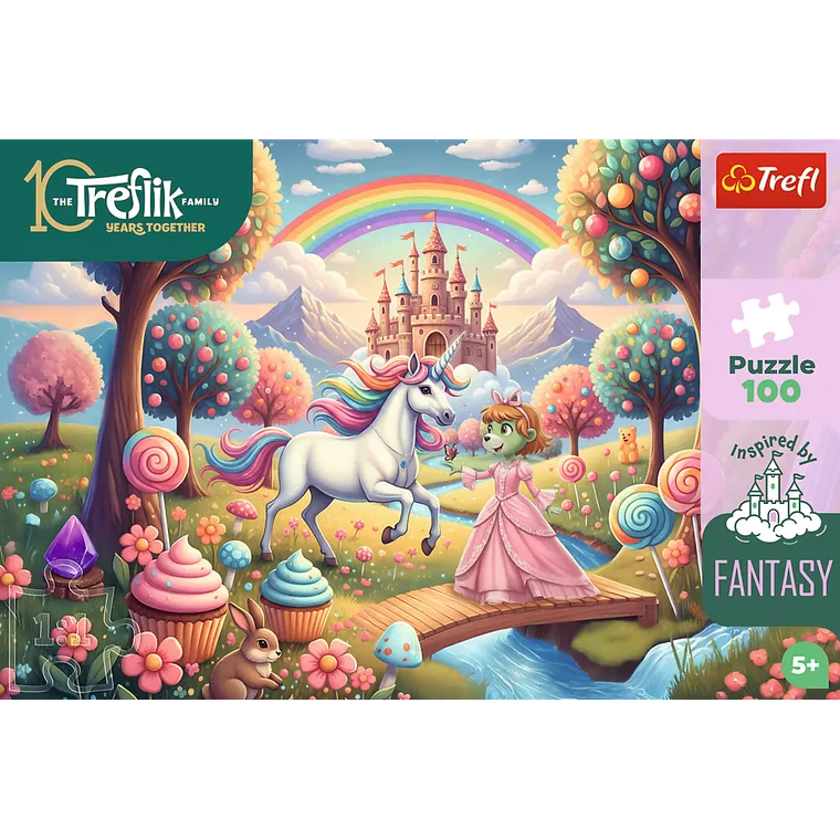 Trefl, Inspired By Fantasy, Rodzina Treflików, Jednorożec w słodyczolandii, puzzle, 100 elementów