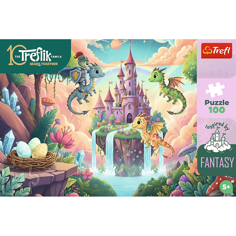 Trefl, Inspired By Fantasy, Rodzina Treflików, Rycerz Treflik i smoki, puzzle, 100 elementów