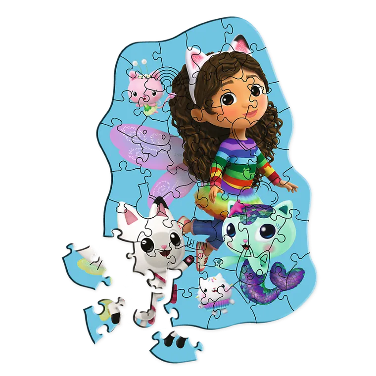 Trefl, Koci Domek Gabbi, Wesoła Gabby, puzzle drewniane konturowe, 50 elementów