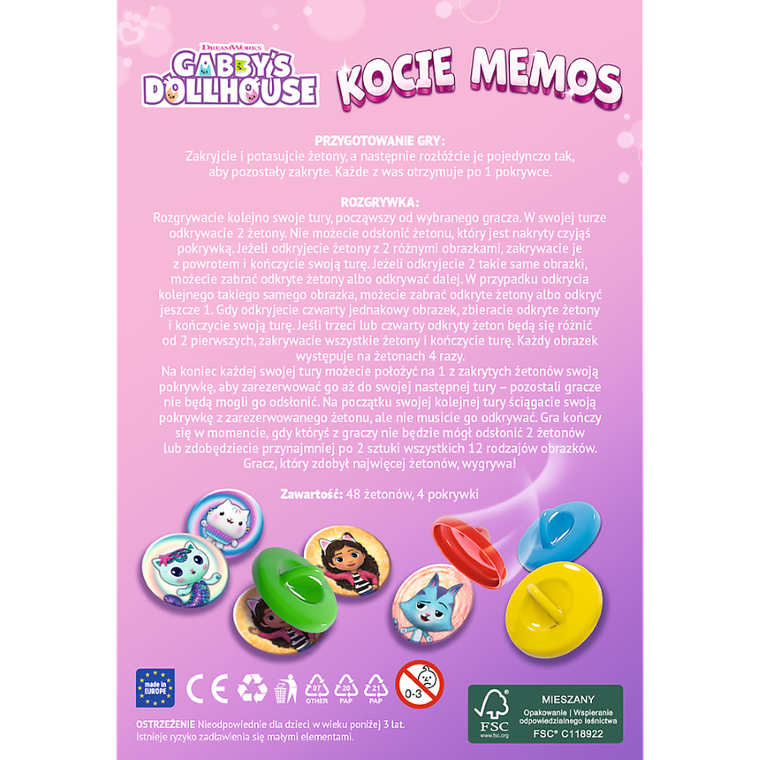 Trefl, Koci Domek Gabi, Kocie Memos, gra pamięciowa