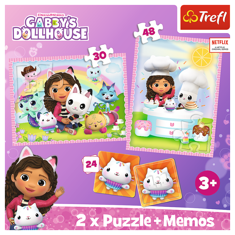 Trefl, Koci Domek Gabi, puzzle 2w1 + memos