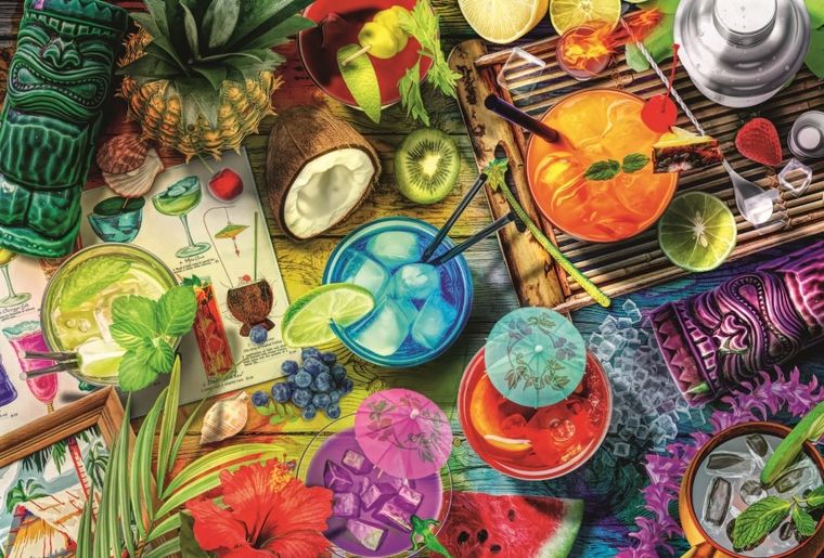 Trefl, Kolorowe koktajle, puzzle drewniane, 500+1 elementów