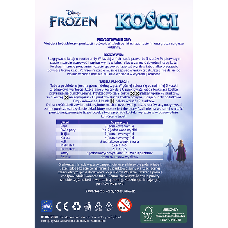 Trefl, Kraina Lodu, Kości, gra losowa