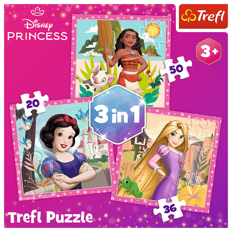 Trefl, Księżniczki Disneya, Piękne kwiaty, puzzle 3w1, 106 elementów