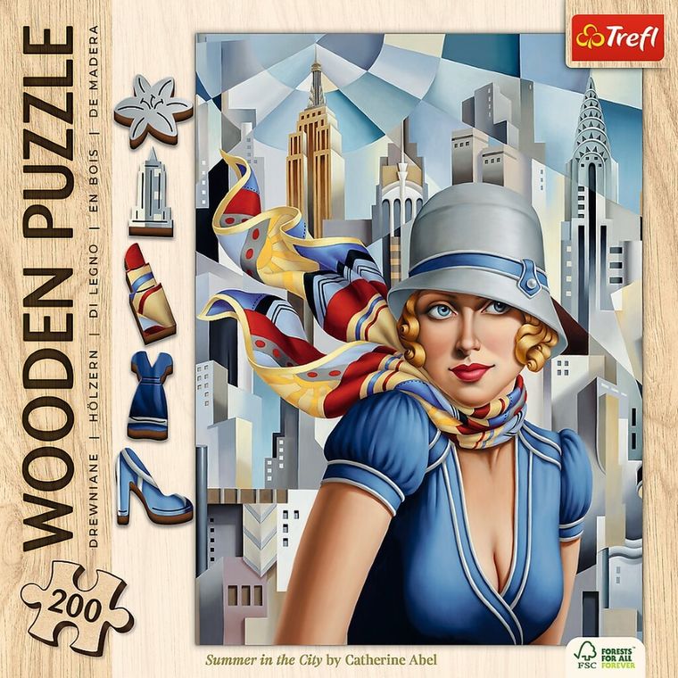 Trefl, Lato w Mieście, Catherine Abel, puzzle drewniane, 200 elementów