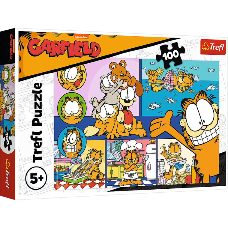 Trefl, Leniwy Garfield, puzzle, 100 elementów