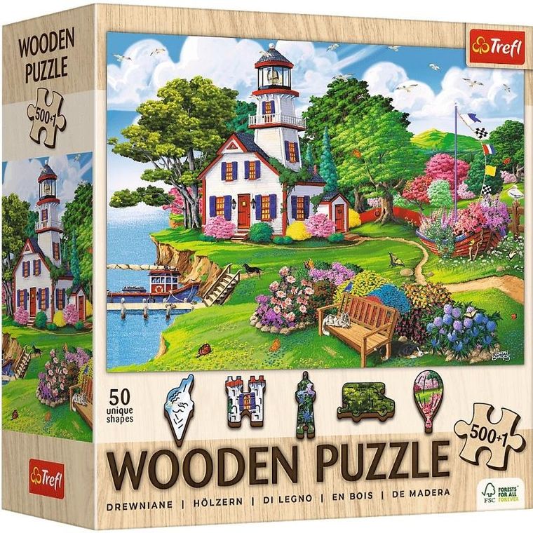 Trefl, Letnia przystań, puzzle drewniane, 500+1 elementów