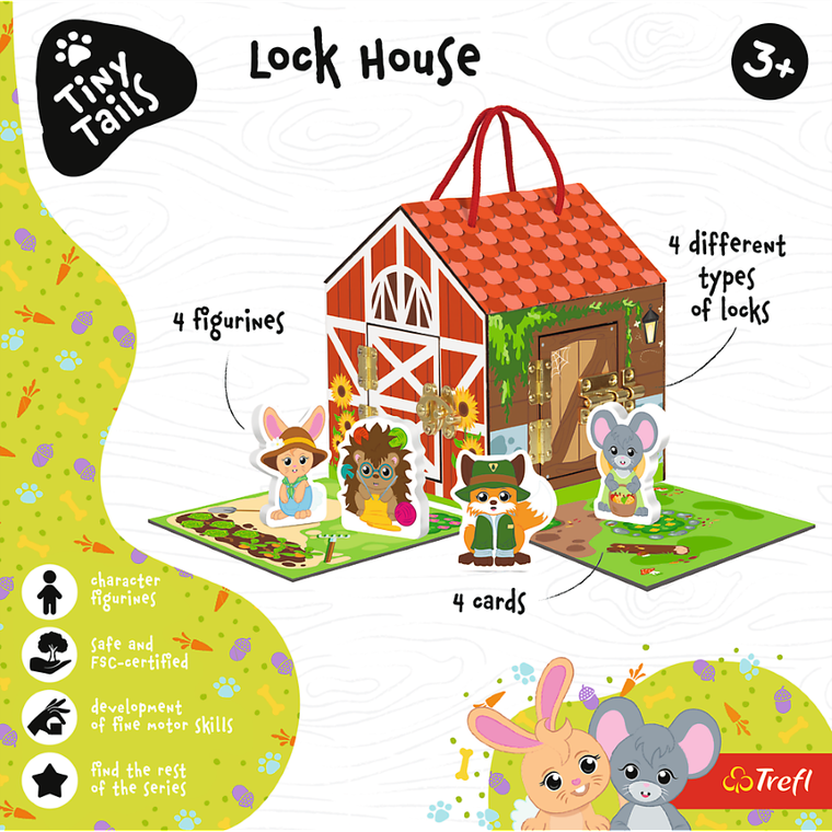 Trefl, Lock House, Tiny Tails, drewniany domek manipulacyjny