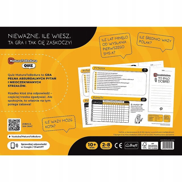 Trefl, Matura to bzdura, Quiz, szalone pytania