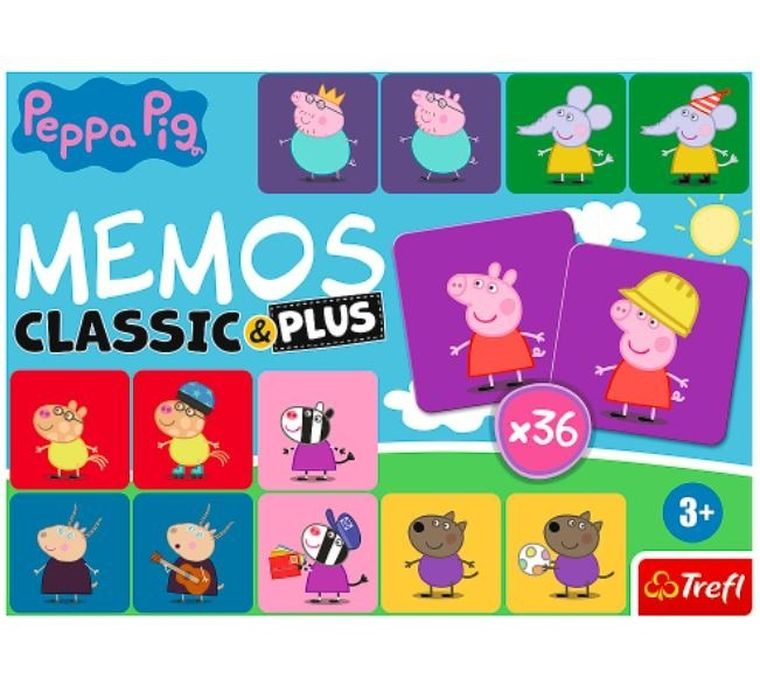 Trefl, Memos Classic & Plus, Świnka Peppa, gra familijna (wersja ukraińska)