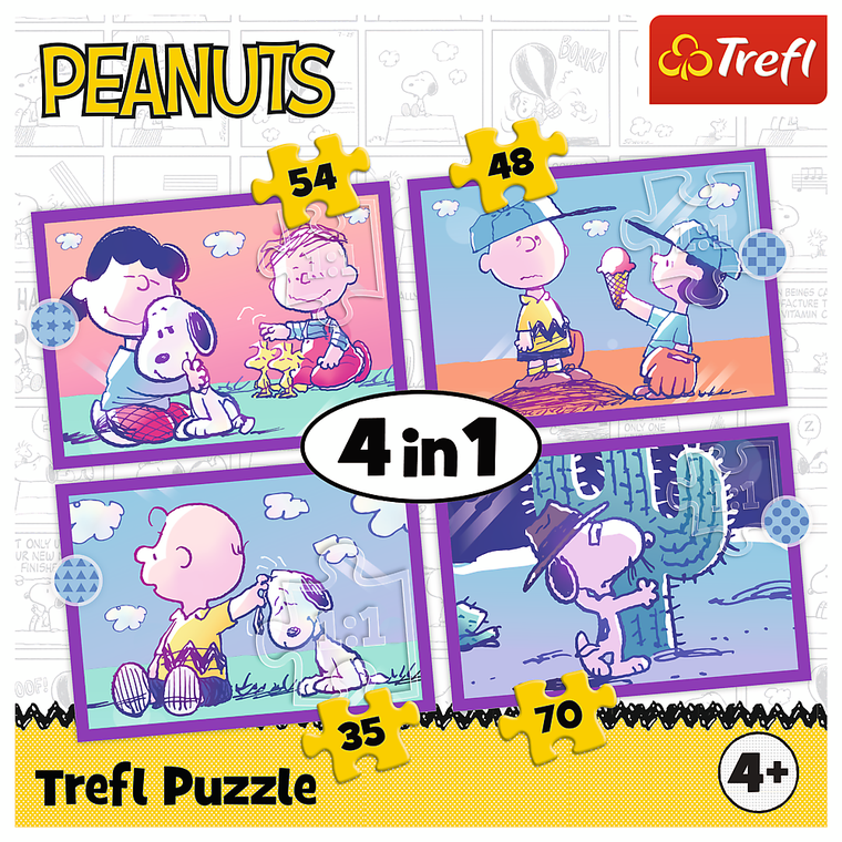 Trefl, Peanuts, Ze Snoopym jest wesoło, puzzle 4w1