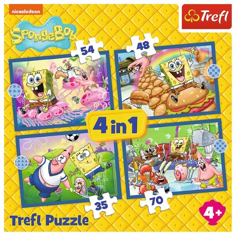 Trefl, Podwodne życie SpongeBoba, puzzle 4w1, 54+48+35+70 elementów