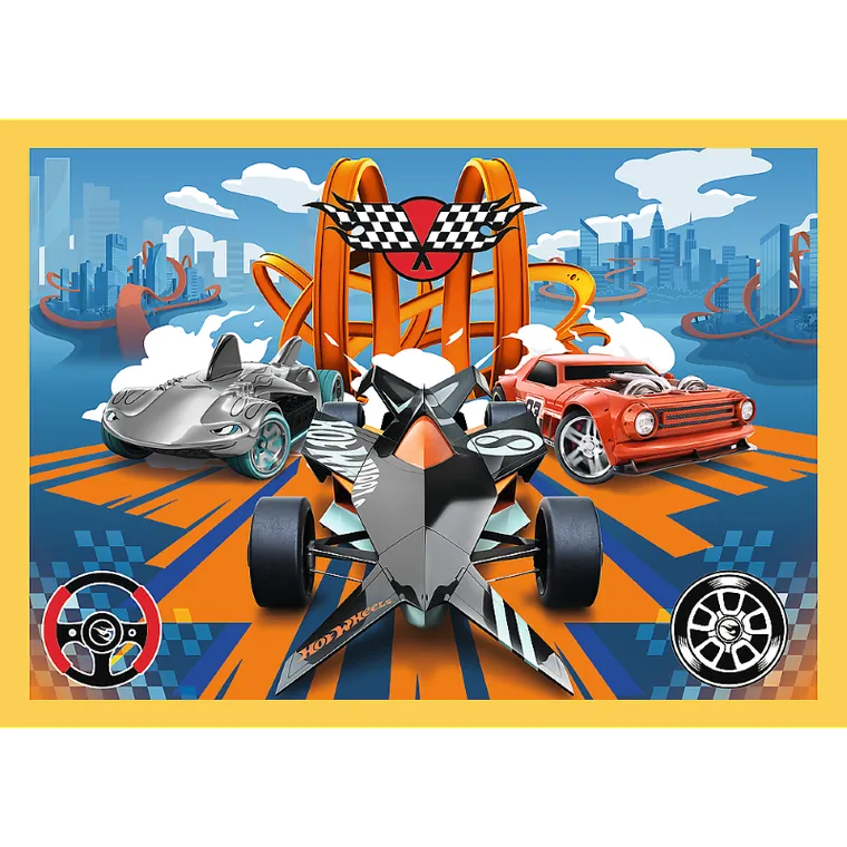 Trefl, Pojazdy Hot Wheels, puzzle 4w1