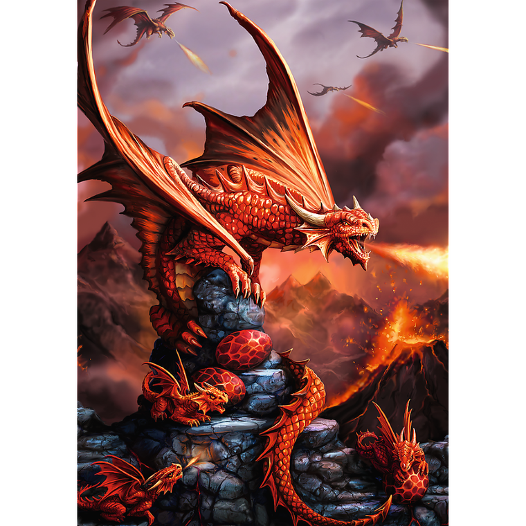 Trefl, Premium Plus, Fantasy Collection, Anne Stokes, Ognisty Smok, puzzle, 1000 elementów