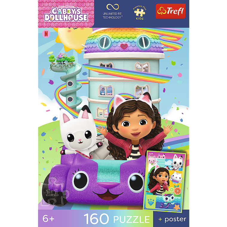 Trefl, Premium Plus Kids, Koci Domek Gabi, Piękna Gabby, puzzle, 160 elementów