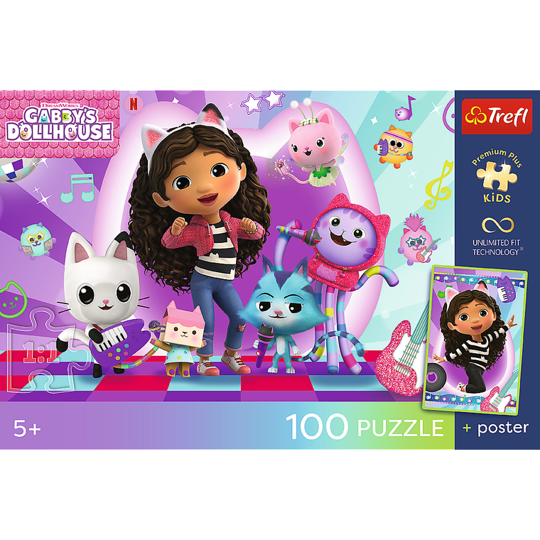Trefl, Premium Plus Kids, Koci Domek Gabi, puzzle, 100 elementów
