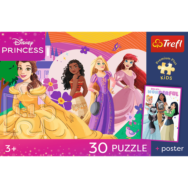 Trefl, Premium Plus Kids, Księżniczki Disneya, Księżniczki i przyjaźń, puzzle, 30 elementów