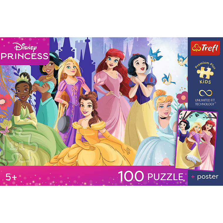 Trefl, Premium Plus Kids, Księżniczki Disneya, Relaks z księżniczkami, puzzle, 100 elementów