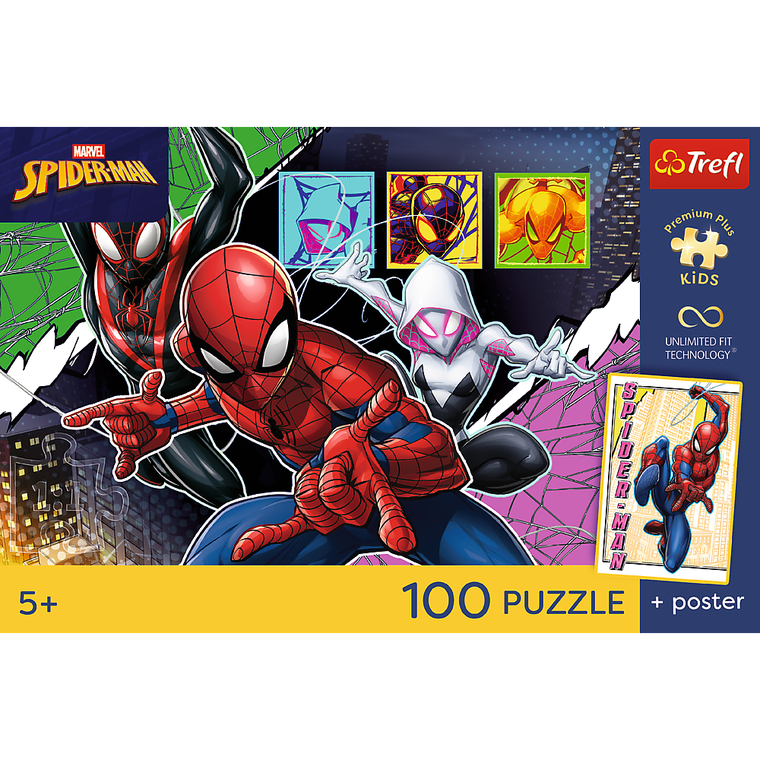 Trefl, Premium Plus Kids, Spider-Man, Bohaterski pająk, puzzle, 100 elementów