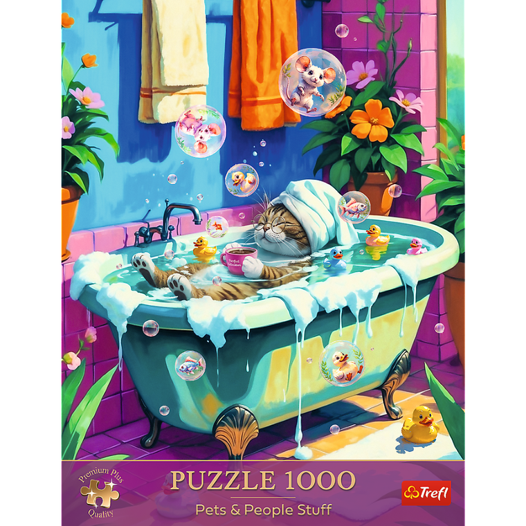 Trefl, Premium Plus, Pets & People Stuff, Miau, Relaks, Powtórz, puzzle, 1000 elementów