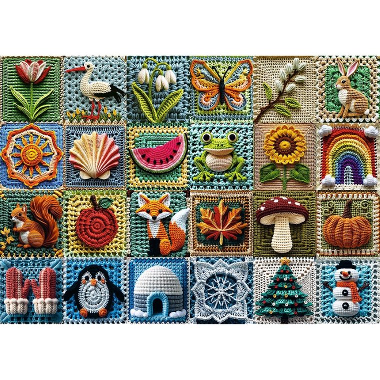 Trefl, Premium Plus, Tea Time, Szydełkowanie, Cztery Pory Roku, puzzle, 1000 elementów