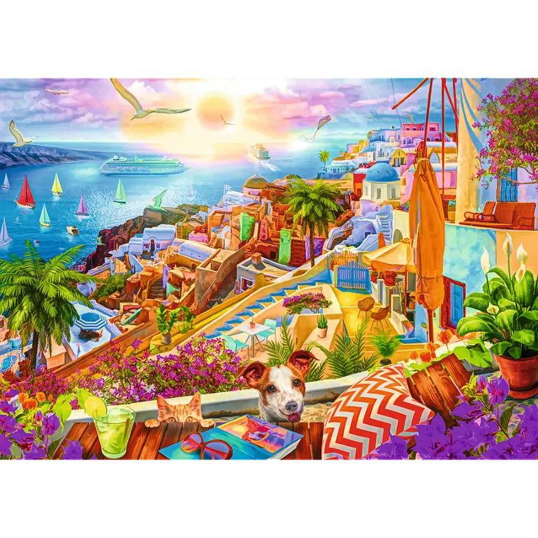 Trefl, Premium Plus, Tea Time, Z wizytą na Santorini, puzzle, 1000 elementów